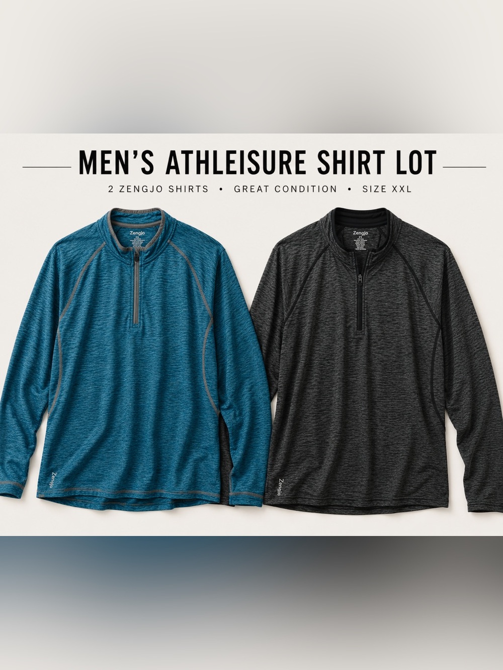 Mens Lot Athletic Shirt Lot Size XXL Long Sleeve Aqua Gray Gym Wear Athleisure